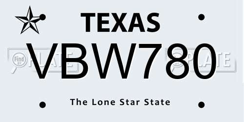 VBW780 Texas License Plate