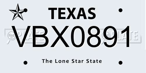 VBX0891 Texas License Plate