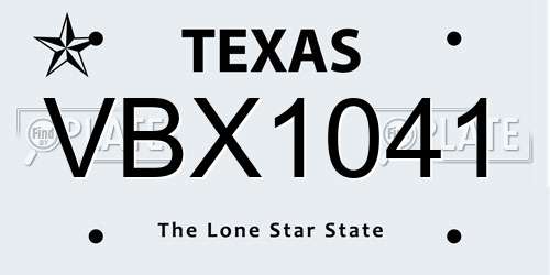 VBX1041 Texas License Plate