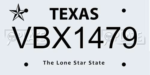 VBX1479 Texas License Plate