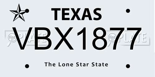 VBX1877 Texas License Plate
