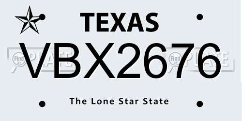 VBX2676 Texas License Plate