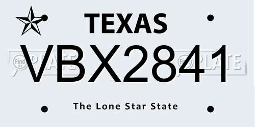 VBX2841 Texas License Plate