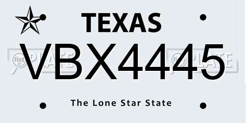 VBX4445 Texas License Plate