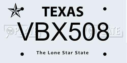 VBX508 Texas License Plate