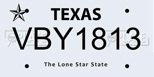 VBY1813 Texas License Plate