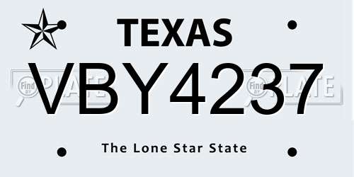 VBY4237 Texas License Plate