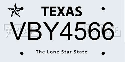 VBY4566 Texas License Plate
