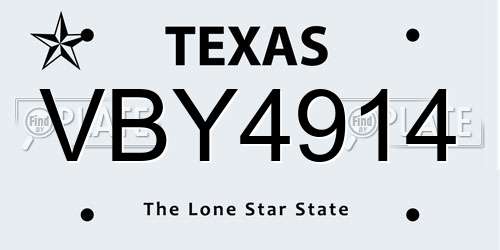 VBY4914 Texas License Plate
