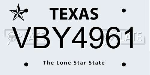 VBY4961 Texas License Plate