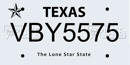 VBY5575 Texas License Plate