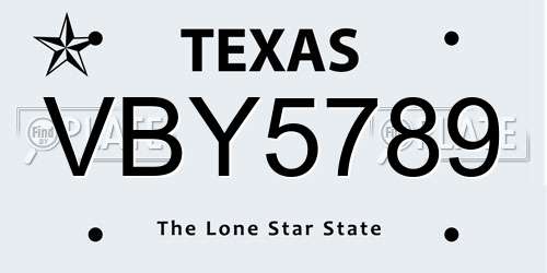 VBY5789 Texas License Plate