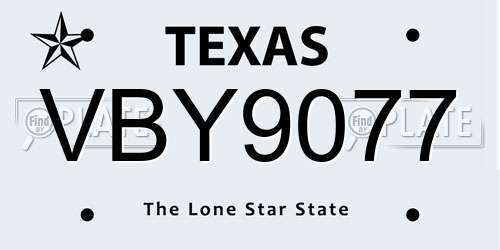 VBY9077 Texas License Plate