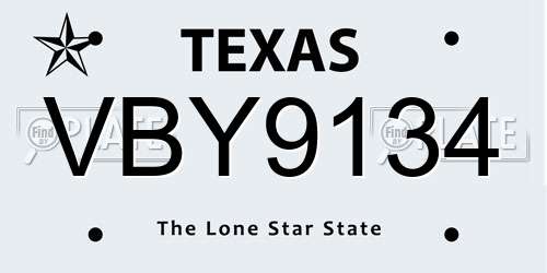 VBY9134 Texas License Plate