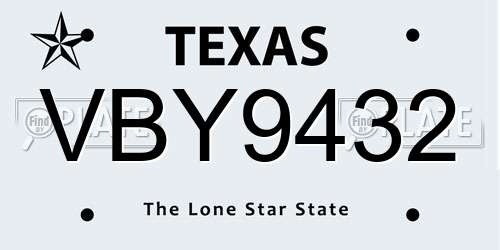VBY9432 Texas License Plate