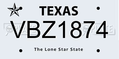 VBZ1874 Texas License Plate