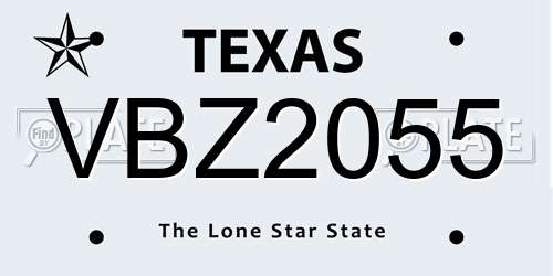 VBZ2055 Texas License Plate