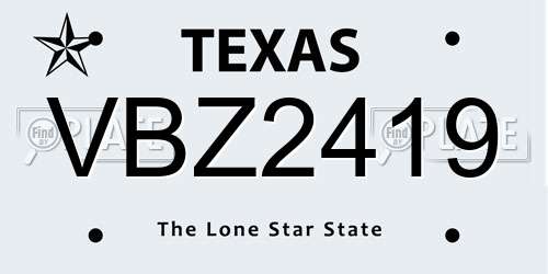 VBZ2419 Texas License Plate