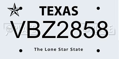 VBZ2858 Texas License Plate