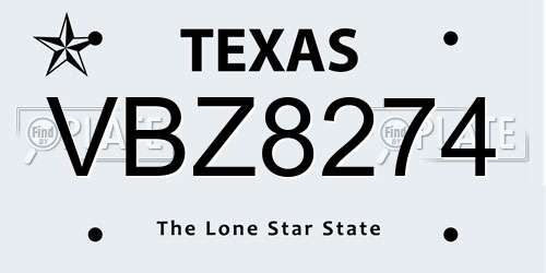 VBZ8274 Texas License Plate