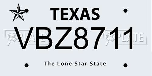 VBZ8711 Texas License Plate