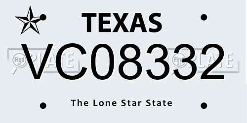 VC08332 Texas License Plate