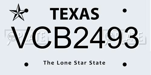 VCB2493 Texas License Plate