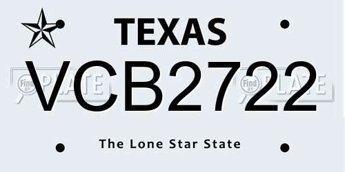 VCB2722 Texas License Plate