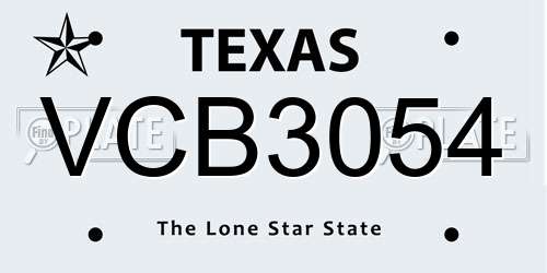 VCB3054 Texas License Plate