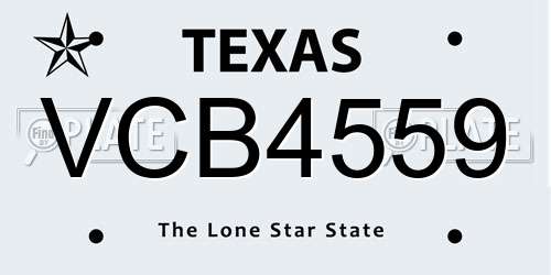 VCB4559 Texas License Plate