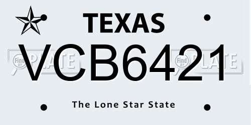 VCB6421 Texas License Plate