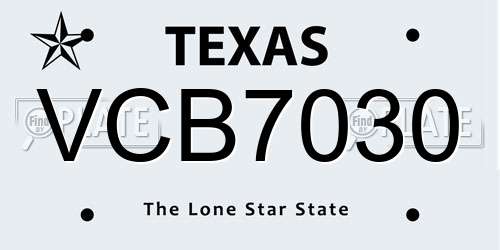 VCB7030 Texas License Plate