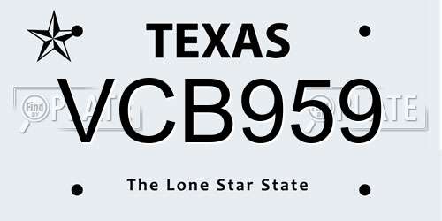 VCB959 Texas License Plate