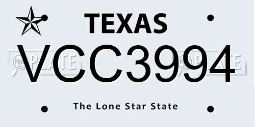 VCC3994 Texas License Plate