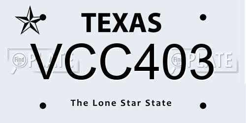 VCC403 Texas License Plate