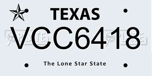 VCC6418 Texas License Plate