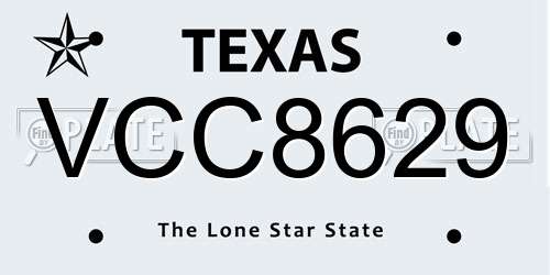 VCC8629 Texas License Plate