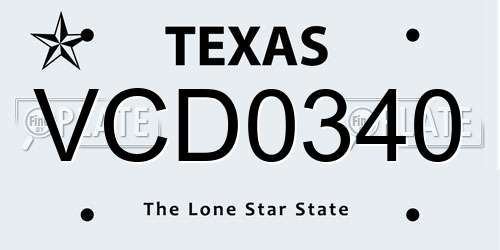 VCD0340 Texas License Plate