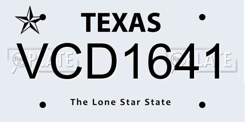 VCD1641 Texas License Plate