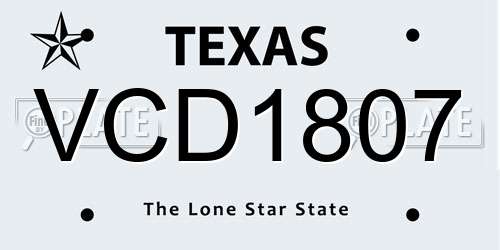 VCD1807 Texas License Plate