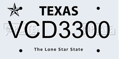 VCD3300 Texas License Plate