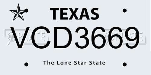 VCD3669 Texas License Plate