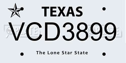 VCD3899 Texas License Plate