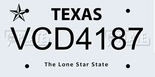 VCD4187 Texas License Plate