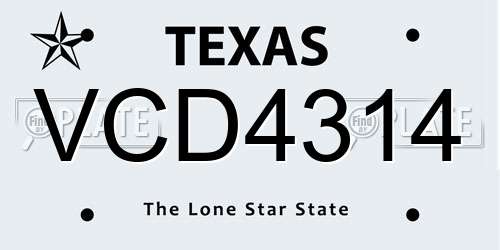 VCD4314 Texas License Plate