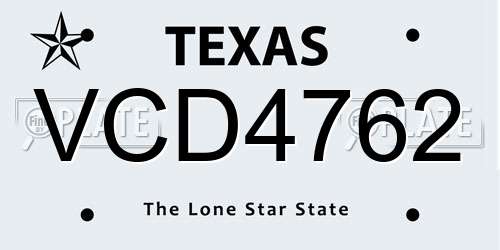 VCD4762 Texas License Plate