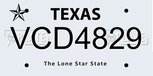 VCD4829 Texas License Plate