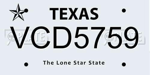 VCD5759 Texas License Plate