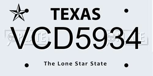 VCD5934 Texas License Plate