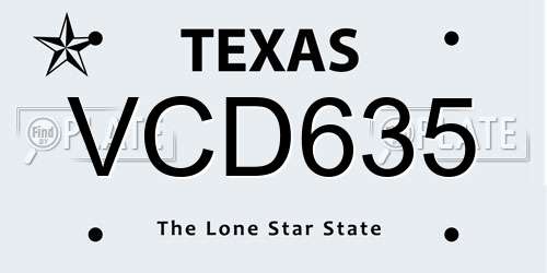 VCD635 Texas License Plate
